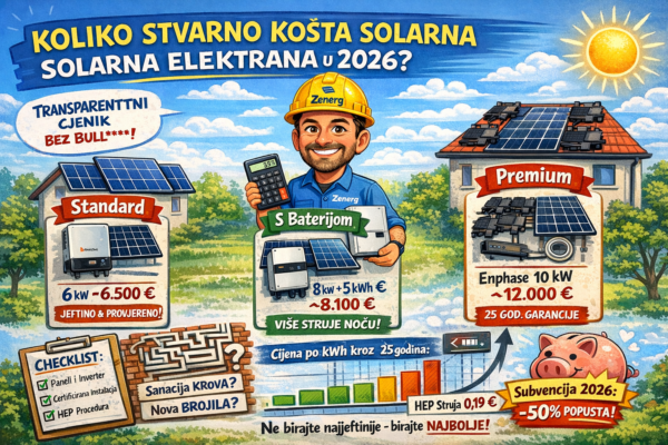 Cijena solarne elektrane 2026 — transparentni cjenik GoodWe, Enphase, SolarEdge