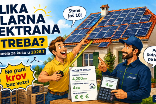 Kolika solarna elektrana — broj panela za kuću 2026