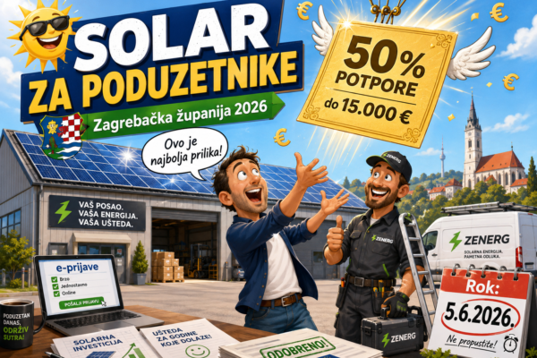 Poticaji za solarnu elektranu — natječaj Zagrebačke županije za poduzetnike 2026
